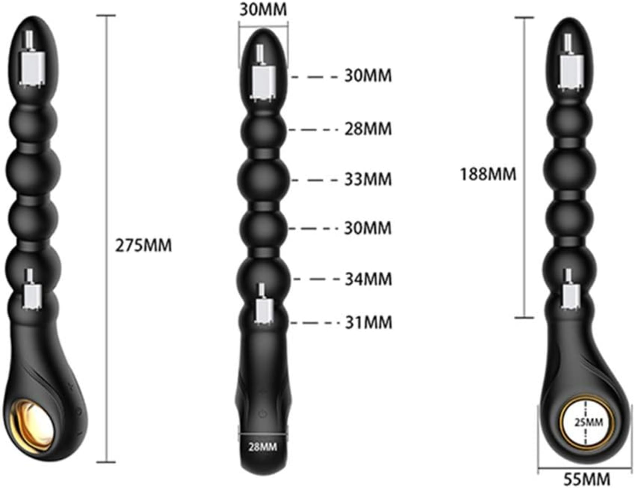 Masseur de prostate, plug anal à perles rechargeables usb à 10 vitesses, jouets sexuels pour adultes