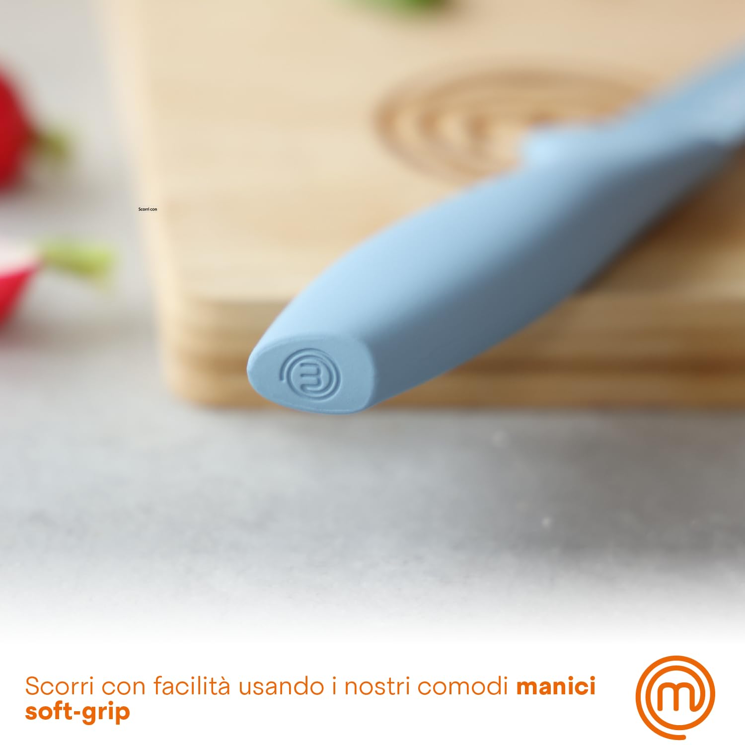 MasterChef Set 5 Coltelli Da Cucina Professionali - Acciaio Inox Antiaderente Con Manico Ergonomico
