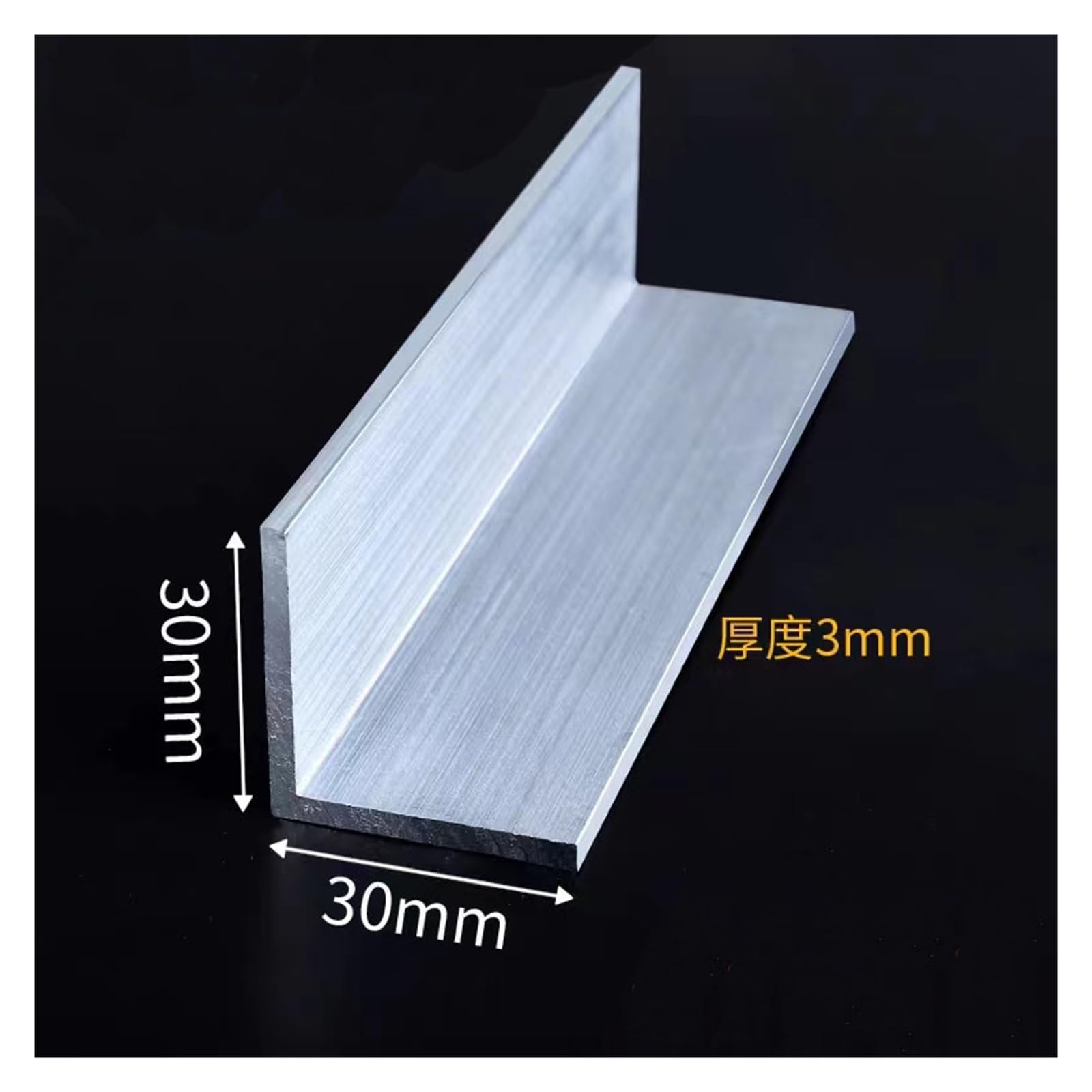 Perfil triangular con borde de aleación de aluminio en forma de L, ángulo recto 6063, bricolaje(30x30mm-490mm 2Pcs,Thick 3mm)