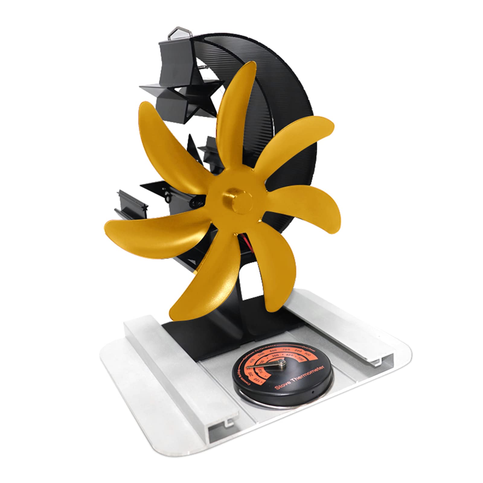 Buxuaaaa Gold Wood Stove Fan Fan For Wood Burning Stove Heat Powered Accessories Quiet Circulating Non-Electric Heat Powered