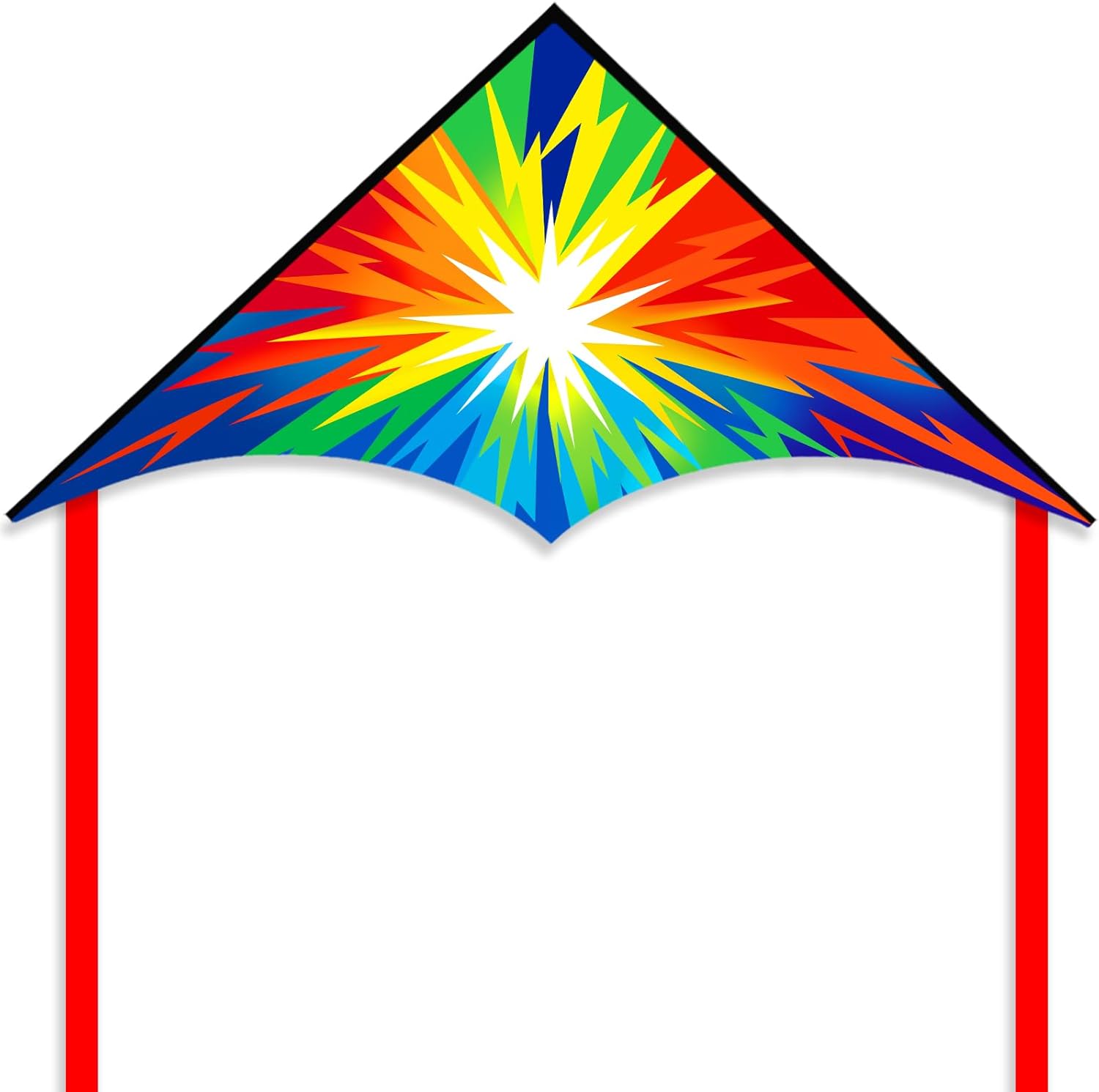 Xida Large Delta Kite for Kids & Adults - Easy to Fly Kites for Kids Ages 4-8 & 8-12, Vibrant Rainbow Kite with Cool Lightning Design