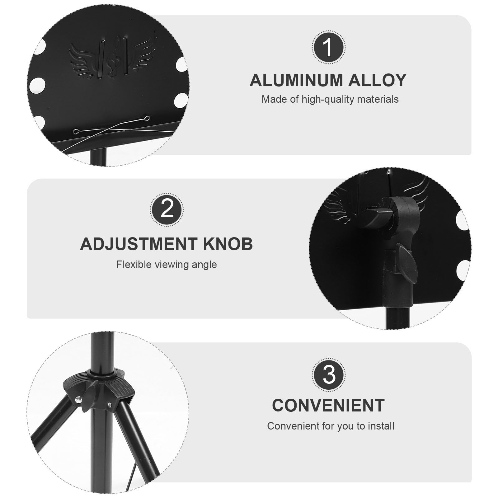 MAGICLULU Atril para Partituras Plegable Negro de Acero y Abs, Ligero y Manos Libres, Adecuado para Tocar Guitarra y Sostener Libros o Tablets