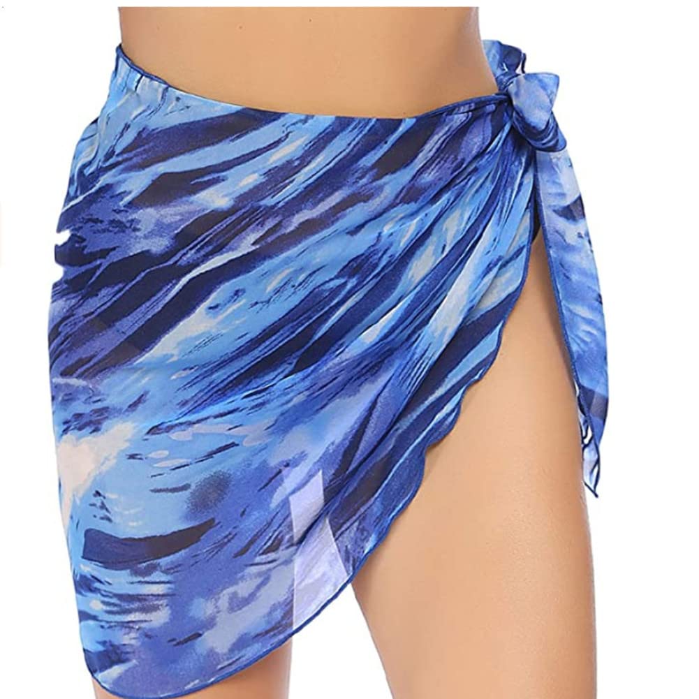 GenericPareo de Playa de Mujeres Media Pareo Playa de Traje de Baño de Gasa para Damas Corto Falda Pareo Bikini Cubierta Sarong para Playa Piscina Vacaciones Ropa de Baño