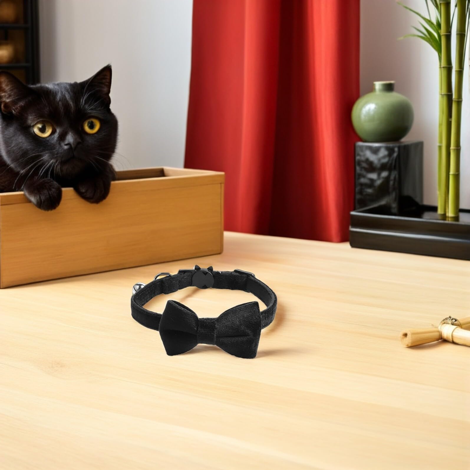 Hohopeti 4 Stück Teiliges Samt-katzenhalsband mit Glöckchen und Abnehmbarem Schleifen-Bowtie Verstellbar Sicherer Breakaway-Verschluss Wachstumsadaptiv Festlich für Kätzchen und Katzen für