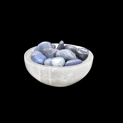 Cuenco relleno de cristal de selenita semipreciosa de 3 pulgadas para manchas curación recarga de cristales cuenco de decoración de manchas de