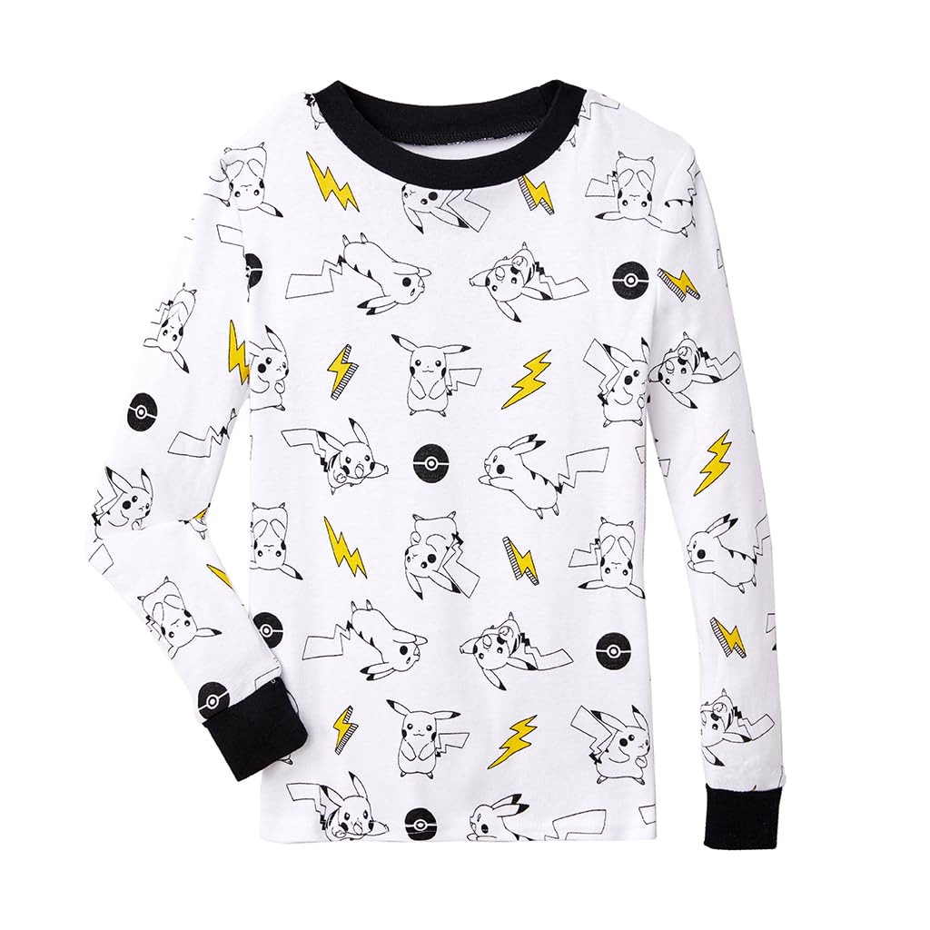 Pokemon Conjunto de pijama de 4 piezas para niño pequeño, 100% algodón, manga larga o corta, 4 piezas