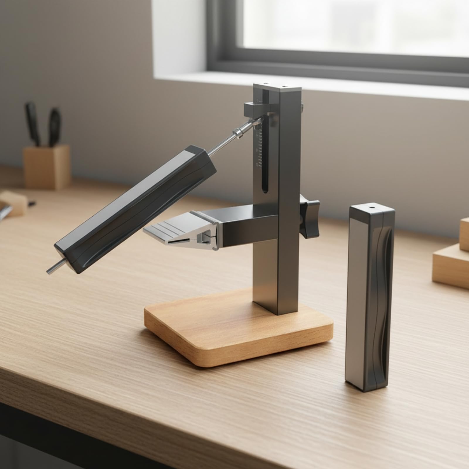 Afilador Profesional Cuchillos con Guía Ángulo Doble Mecanismo Cor con Pinza Cuchillos Ergonómico para Cocina, Taller