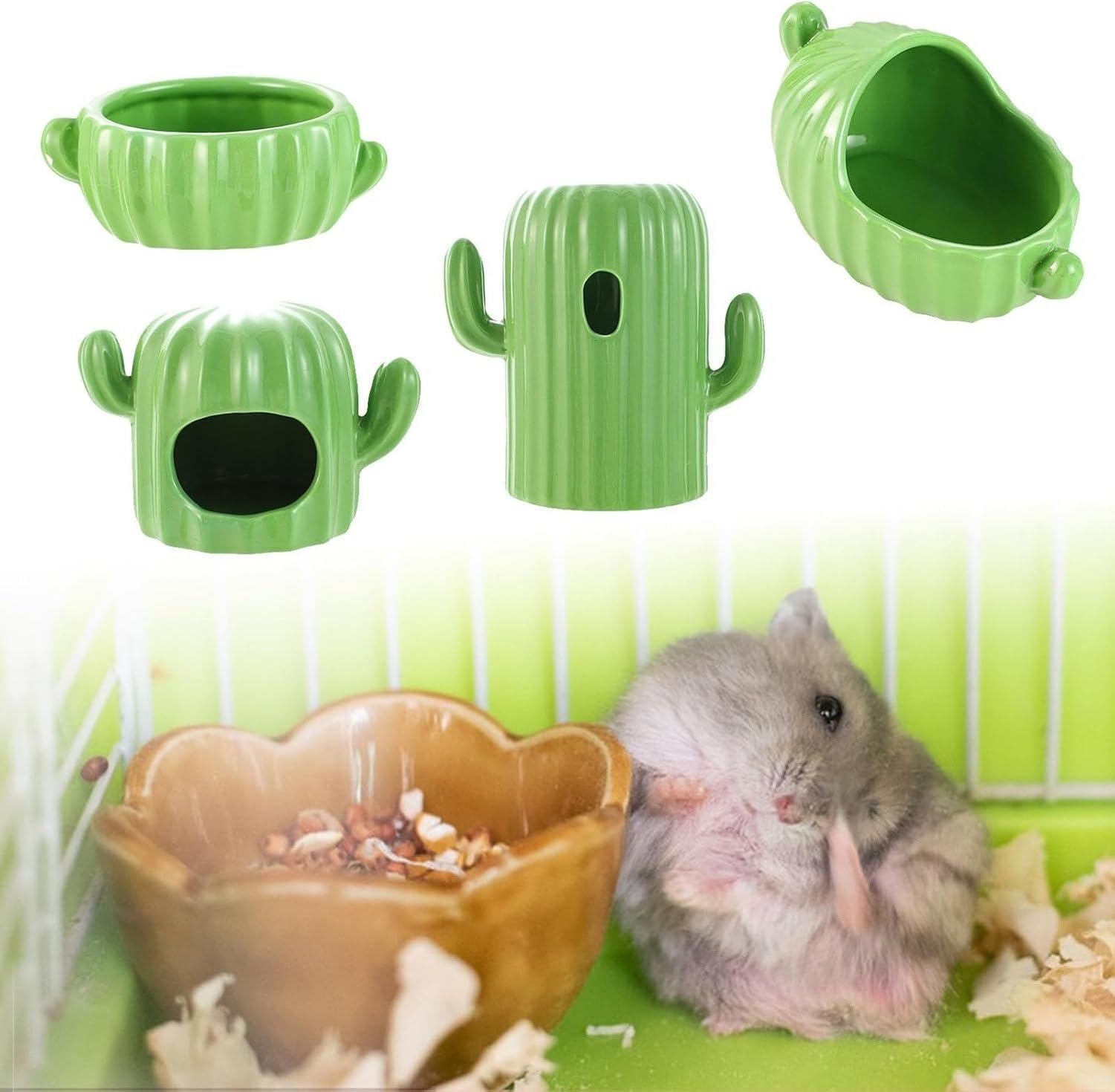 4x Ceramiczna Miseczka dla Chomika Kształt Rośliny Miseczka na Pokarm dla Gryzoni Dziupla dla Chomika Karłowatego Wiewiórki