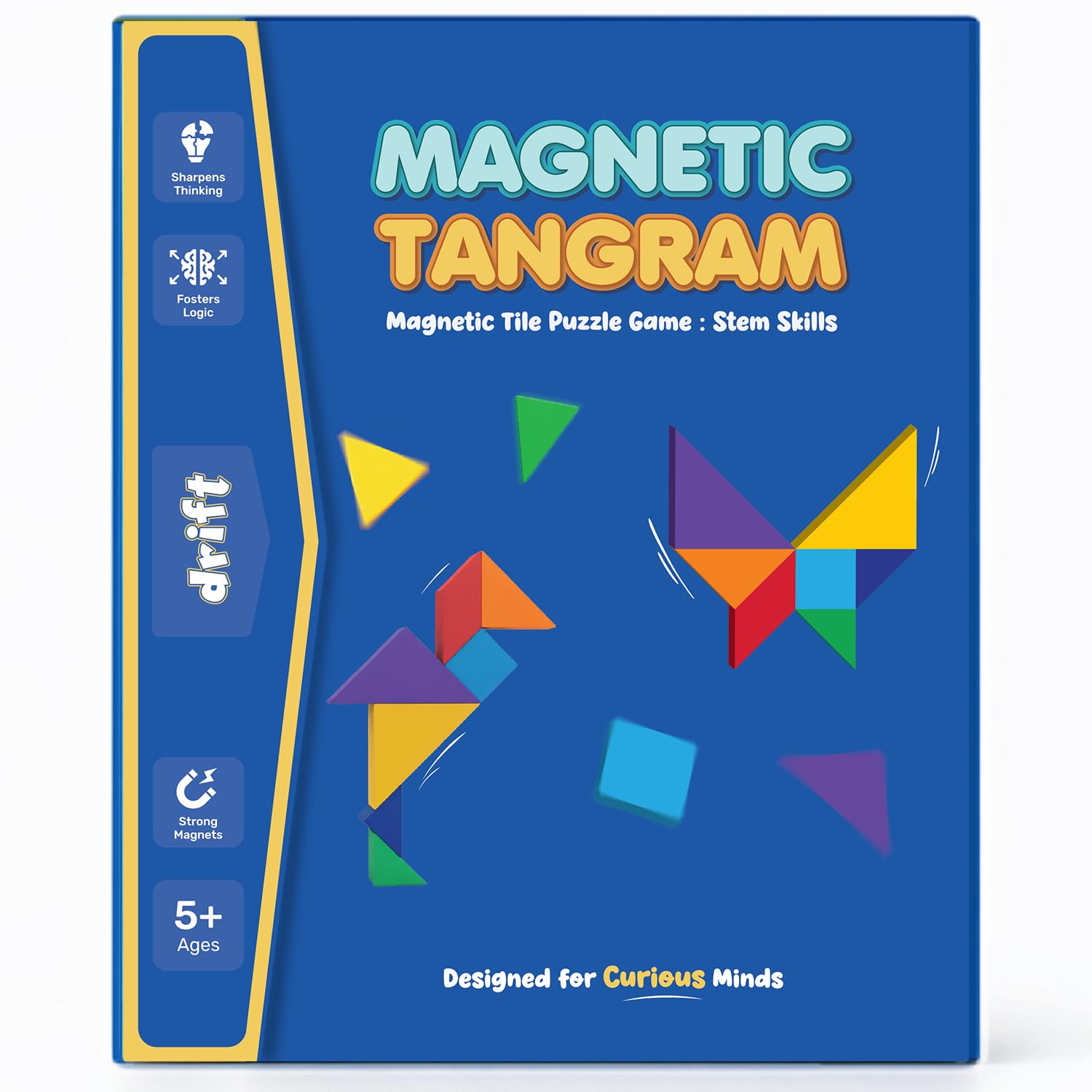 Cubelelo Drift Magnetic Tangram Puzzle | with Strong Magnets & Bold Colors | Toys for 5-10 Years Old Boys Girls & Adults | Travel Friendly, Educational, Learning Toy for Return & Birthday Gifts-image-10