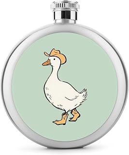 Goose with Hat Round Flasks for Liquor Leak Proof 5oz | Stainless Steel Mini Pocket Wine Hip Flask Bottles Camping Party