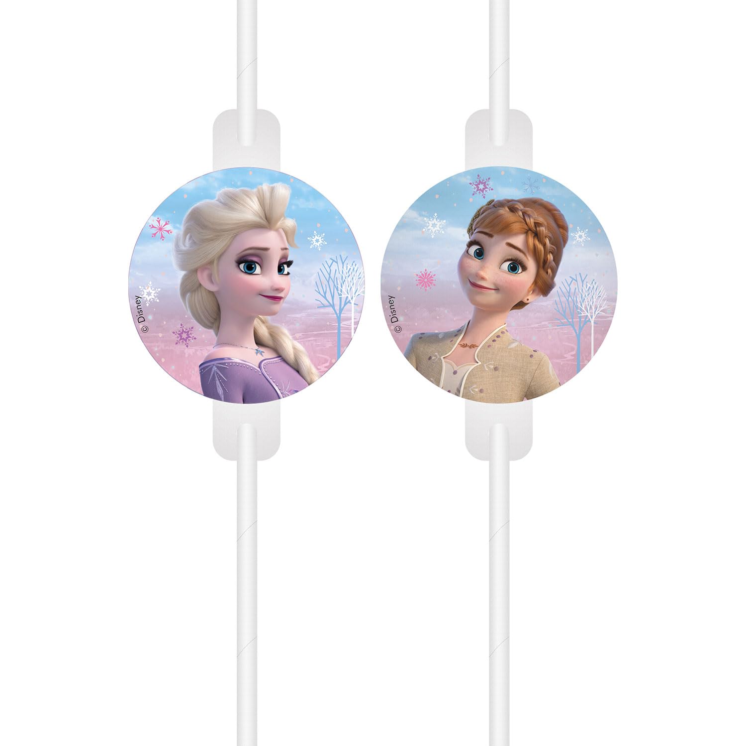 Procos Multicoloured 94059 - Frozen 2 Wind Spirit Drinking Straw, 4 Pieces, Fsc® Mix, Paper, Birthday, Theme Party