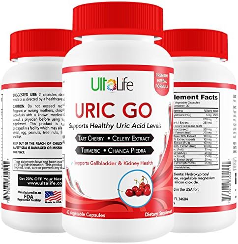 #1 URIC GO Uric Acid Cleanse Support Supplement + Tart Cherry, Chanca Piedra, Cranberry, Turmeric & Celery Seed Capsules - Detox to Flush Buildup & Fight G-O-U-T FlareUps, Joint Discomfort & Stiffness