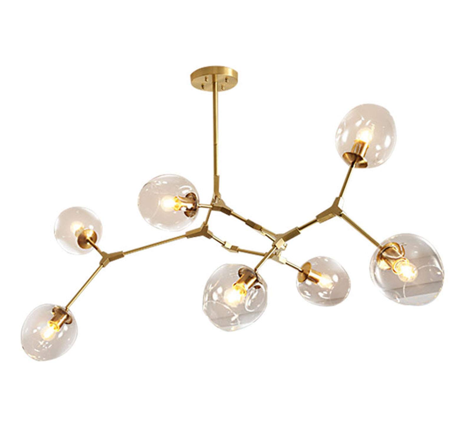 Lampadario Moderno Sputnik con Sfera di Vetro Nordico, Lampada a Sospensione Industriale in Metallo a 7 luci E27 Lampada a Sospensione con Ramo Regolabile, lampade da soffitto per Sala da Pranzo,