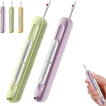 2-in-1 Needle Threader & Seam Ripper Tool, 2 in 1 Threading and Thread Removal Tools, Chiclify Needle Threader for Hand Sewing Knitting Craft Quilting Supplies Needle Threaders Green+Purple