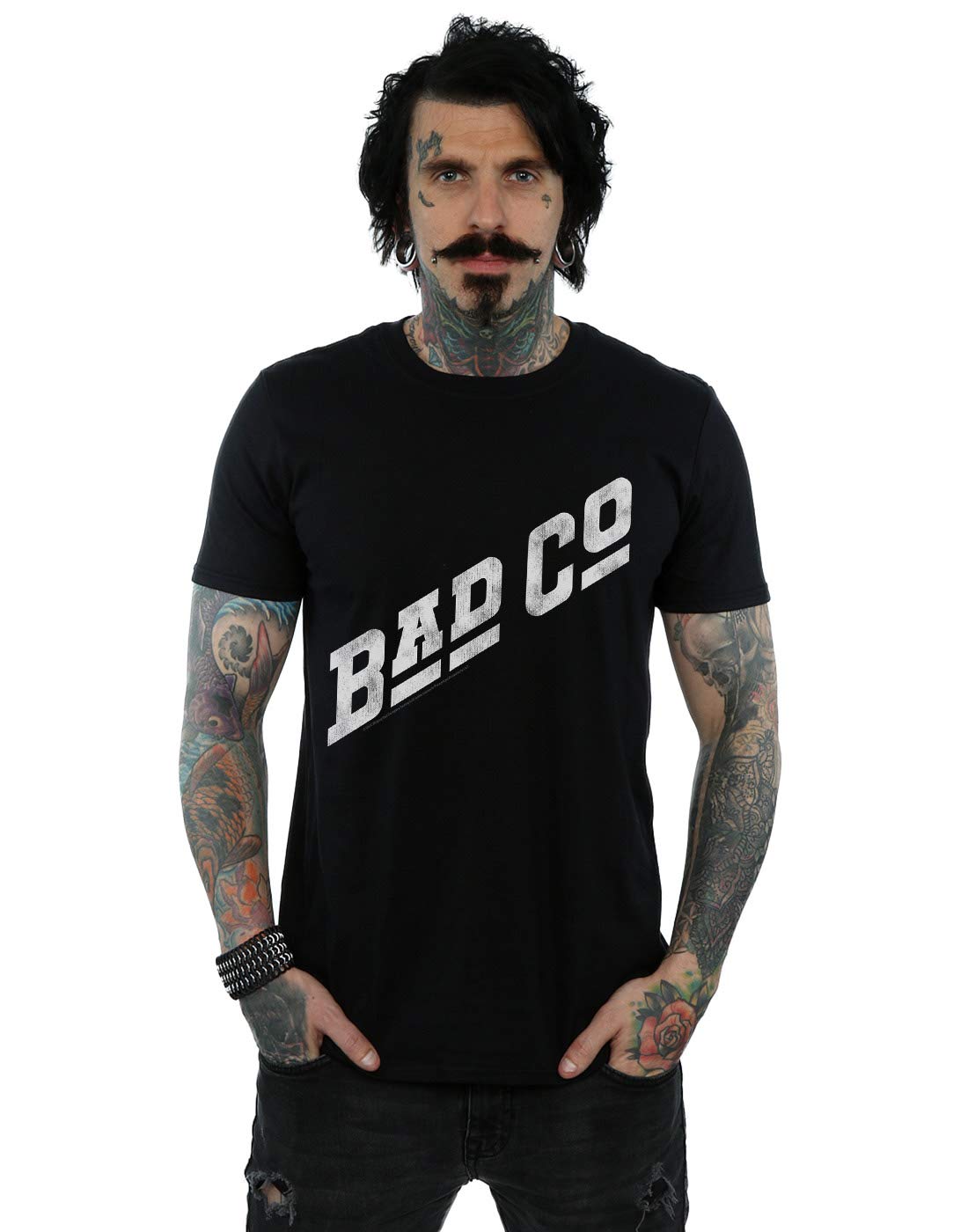 Absolute Cult Men's Black Official Licensed Harry Potter Bad Company Distressed Logo T-Shirt - Classic Graphic T-Shirt, Soft Cotton Short Sleeve Tee, Crew Neck Fan Gift, Available In Multiple Uk Sizes
