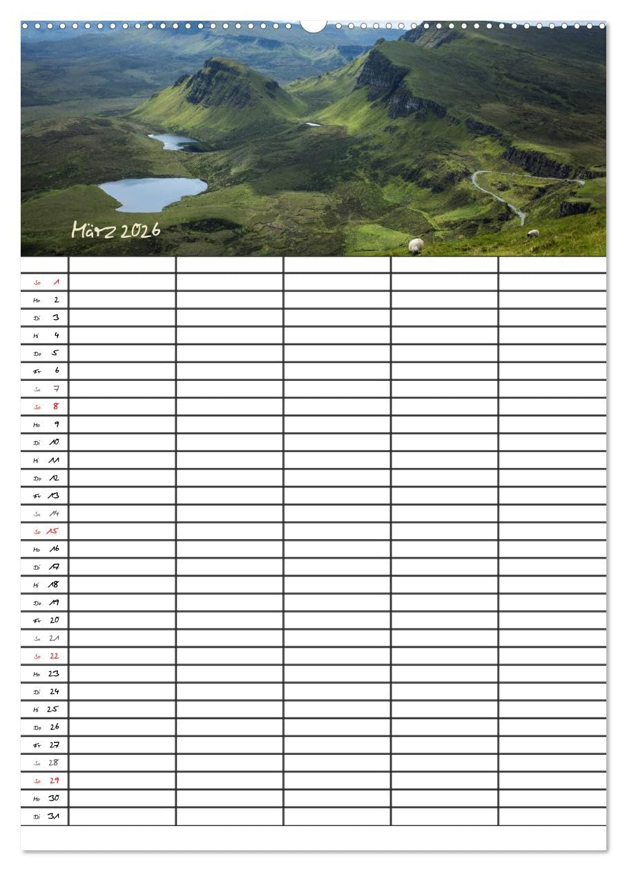 Isle of Skye - Schottlands Inseln - Familienplaner (hochwertiger Premium Wandkalender 2026 DIN A2 hoch), Kunstdruck in Hochglanz: Skye, die "Insel des ... zum Träumen und Genießen. (CALVENDO Orte)