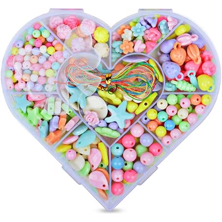 Amazon 女の子 おもちゃ ビーズ ハート バタフライ セットカラフルハンドメイド Diy材料 手作り 知育玩具 右脳開発 子供のお誕生日 プレゼント ギフト 記念日 クリスマス ハンドメイド Light Color ブレスレット おもちゃ