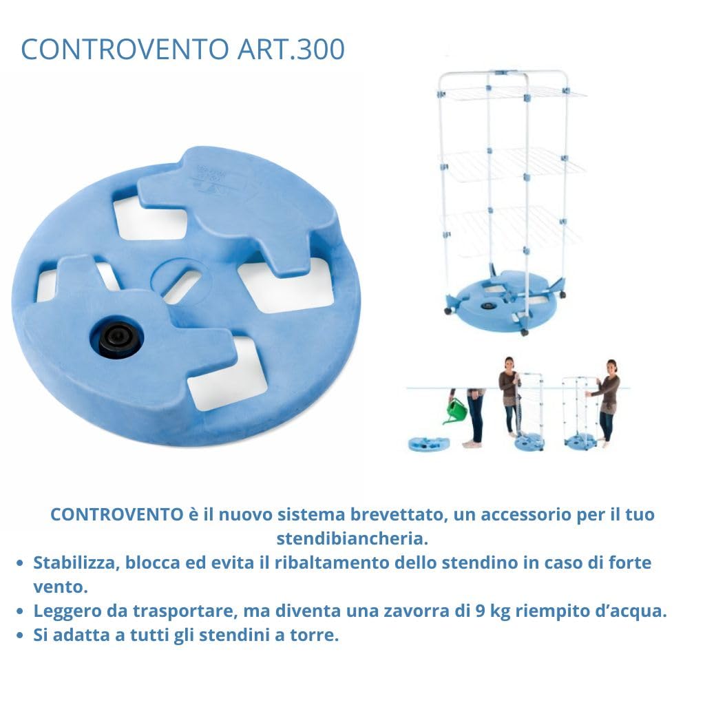Generico CONTROVENTO ART.300 Zavorra Antiribaltamento per Stendibiancheria a Torre, 7 kg Riempito d'Acqua