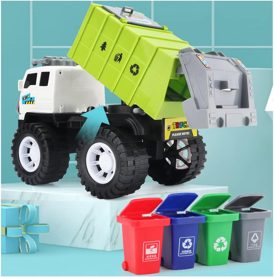 SXET Friction Powered Garbage Truck Toy Waste Management Trash Truck with Trash Bin High Simulation Recycling Clean Car Model Early Educational Toy for Boy Toy Birthday Gift : Arts, Crafts & Sewing