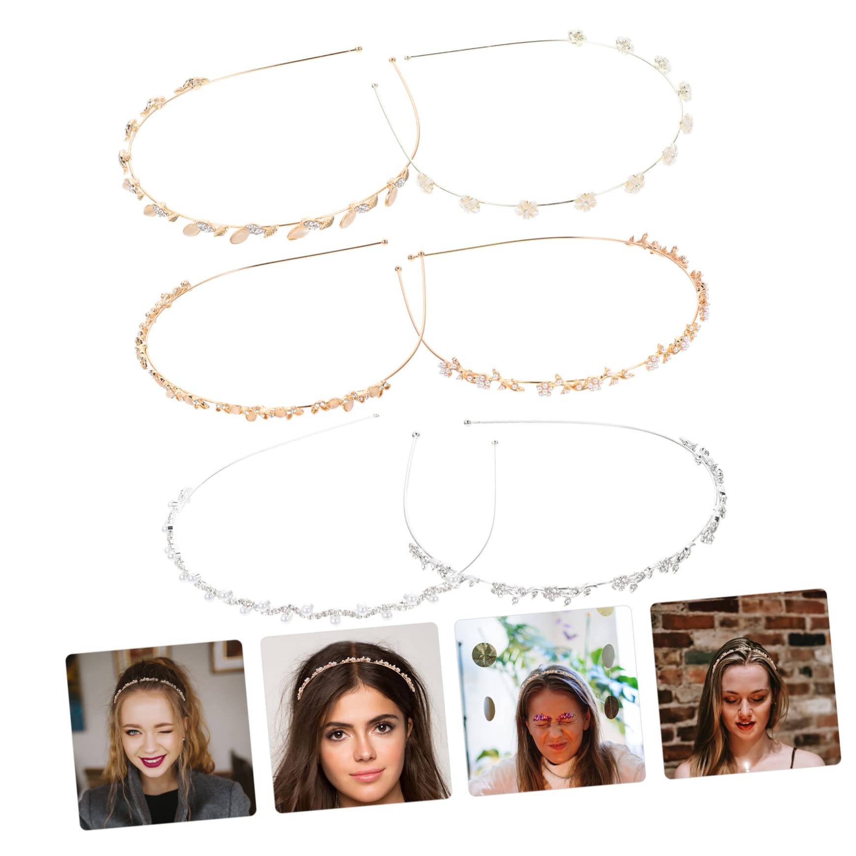 Diadema de Perlas para Novia Cristales, 6 Piezas Metal | Tocado para Boda E Invitada, Uso Diario y Ocasiones Obsequios, Estilo Simple y Chic