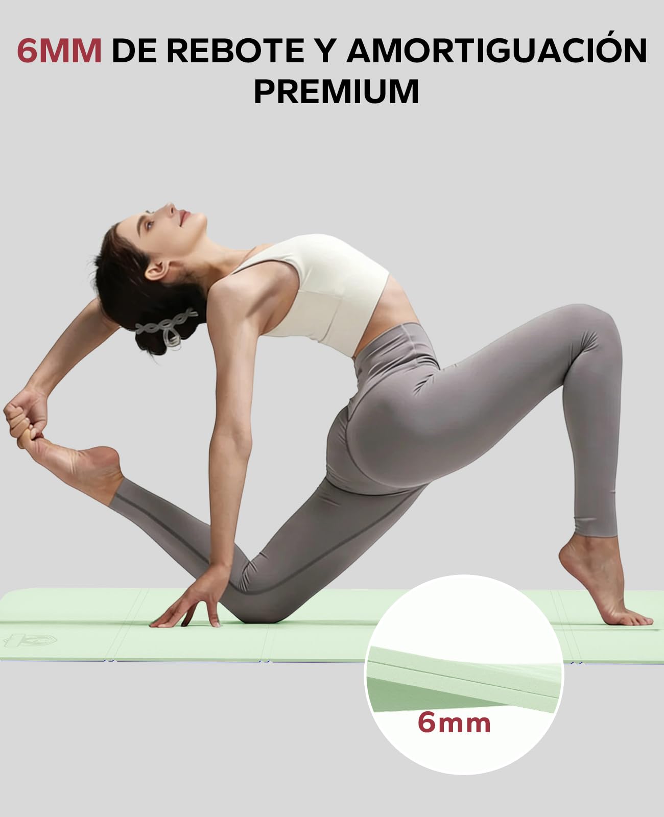 HAPBEAR Esterilla de Yoga Plegable 183x61cmx6 mm, Esterilla de Ejercicio Antideslizante de TPE para Entrenamiento en Casa, Yoga, Pilates, Estiramientos y Viajes