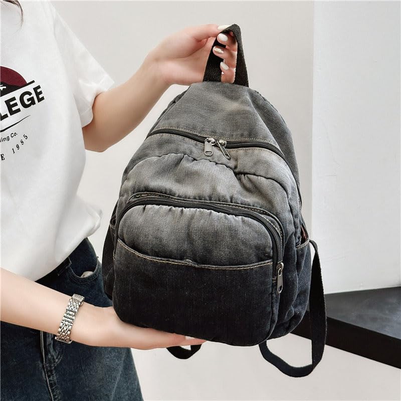 Image of MaxxCloud Vintage Denim Laptop Backpack Casual Canvas Daypack Handbag Purse Lightweight Rucksack Shoulder Bag