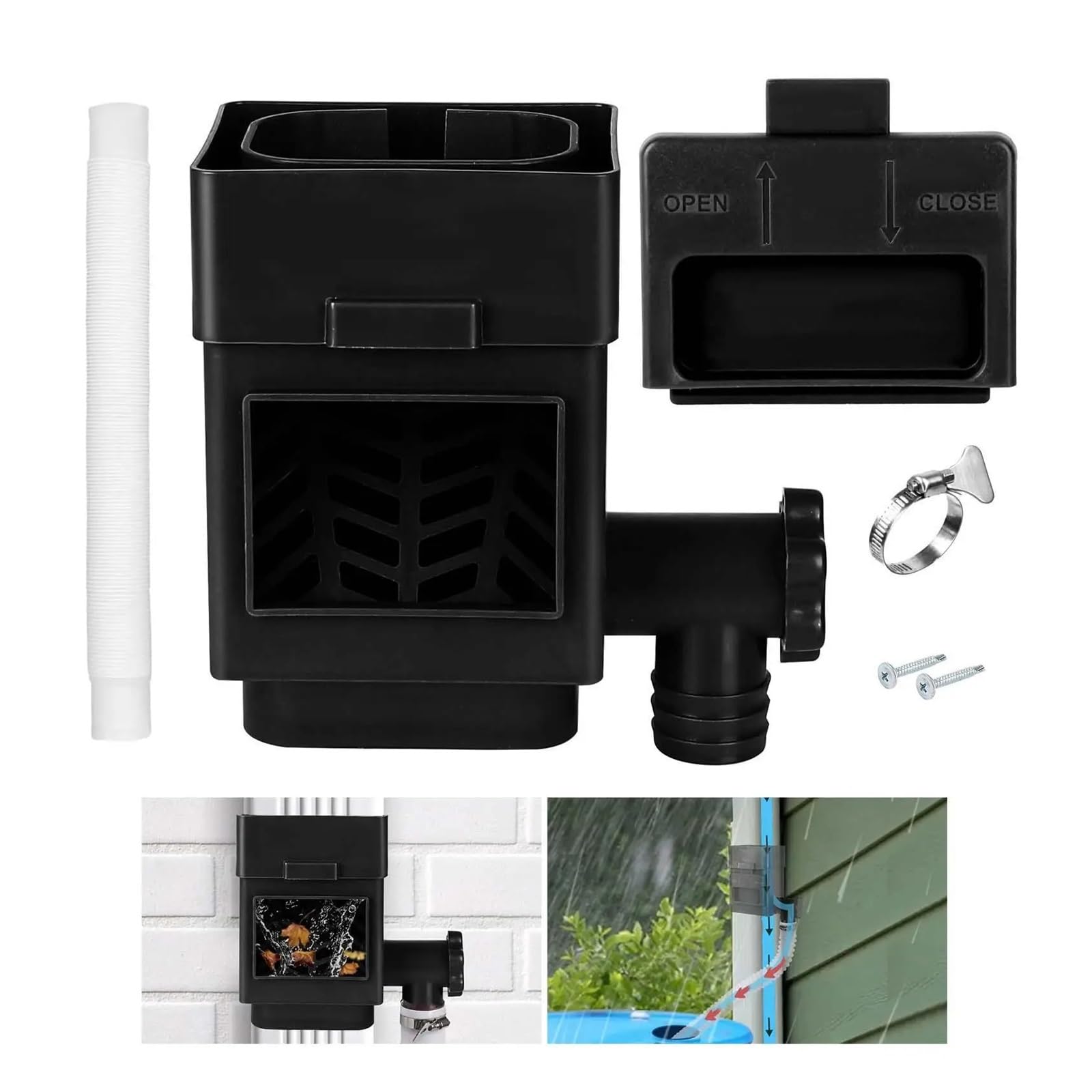 Protezione Per Grondaie Sistema di raccolta dell'acqua piovana | Collettore di acqua piovana resistente all'usura for irrigazione da 2 pollici X 3 pluviali(WHITE)