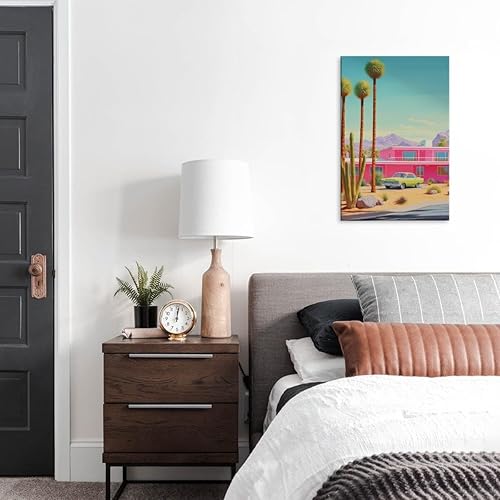 Miniatura 8 de HTCARWAT Póster retro colorido de viaje en el desierto retro motel retro American car cactus rosa brillante retro pastel desierto y2k 90s color pop