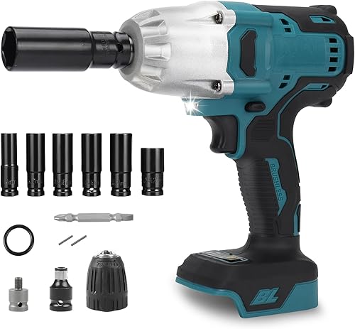 Miniatura 8 de Llave de impacto inalámbrica compatible con batería Makita de 18 V, 600 N.m de rango medio de 12 pulgada y llave de impacto de alto par de 38