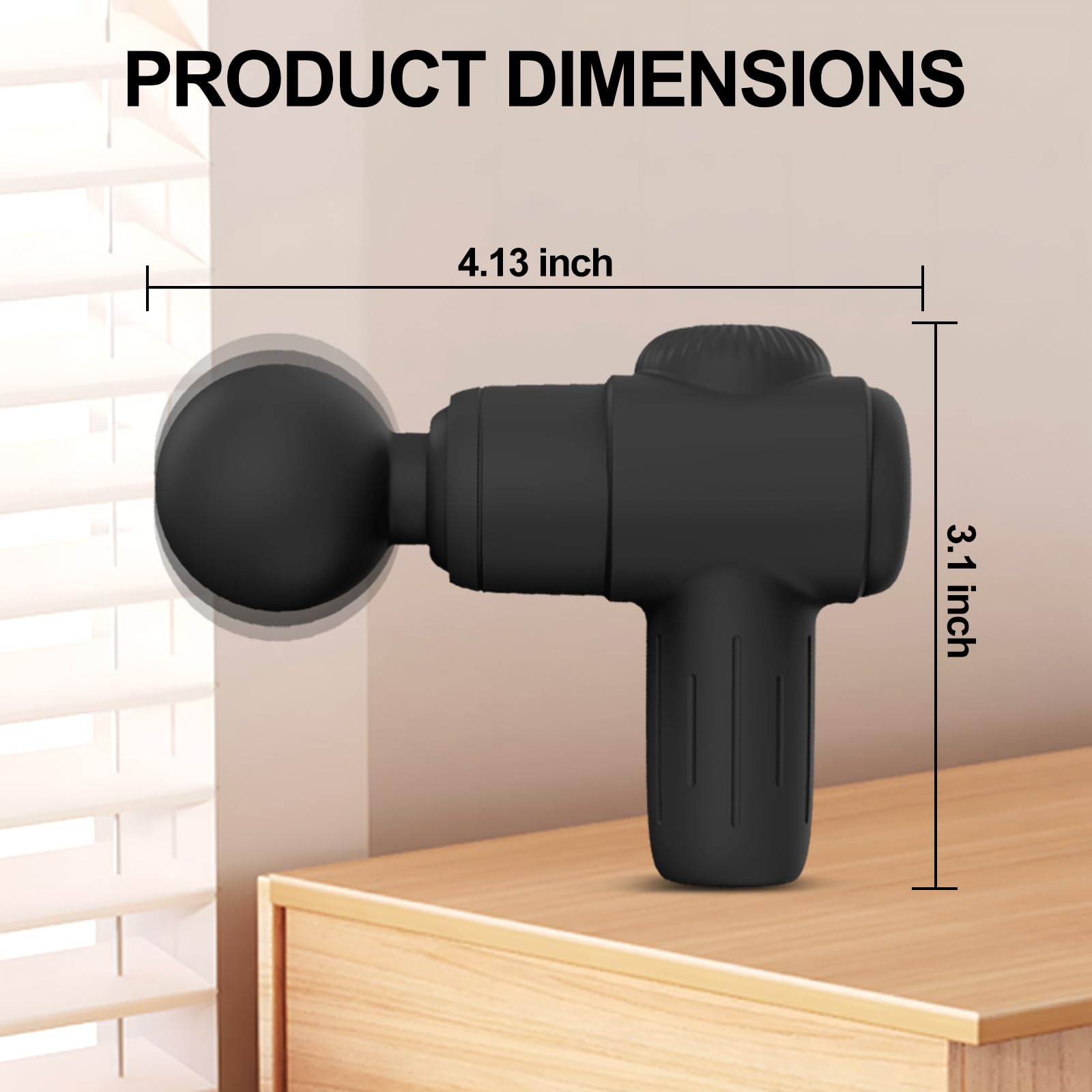 Handmassagegerät für Frauen, Mini Leistungsstarkes Tiefengewebe-Massagegerät zur Schmerzlinderung von Rücken, Nacken und Muskeln, wasserdicht, tragbar mit 10 Vibrationsmodi (Schwarz)