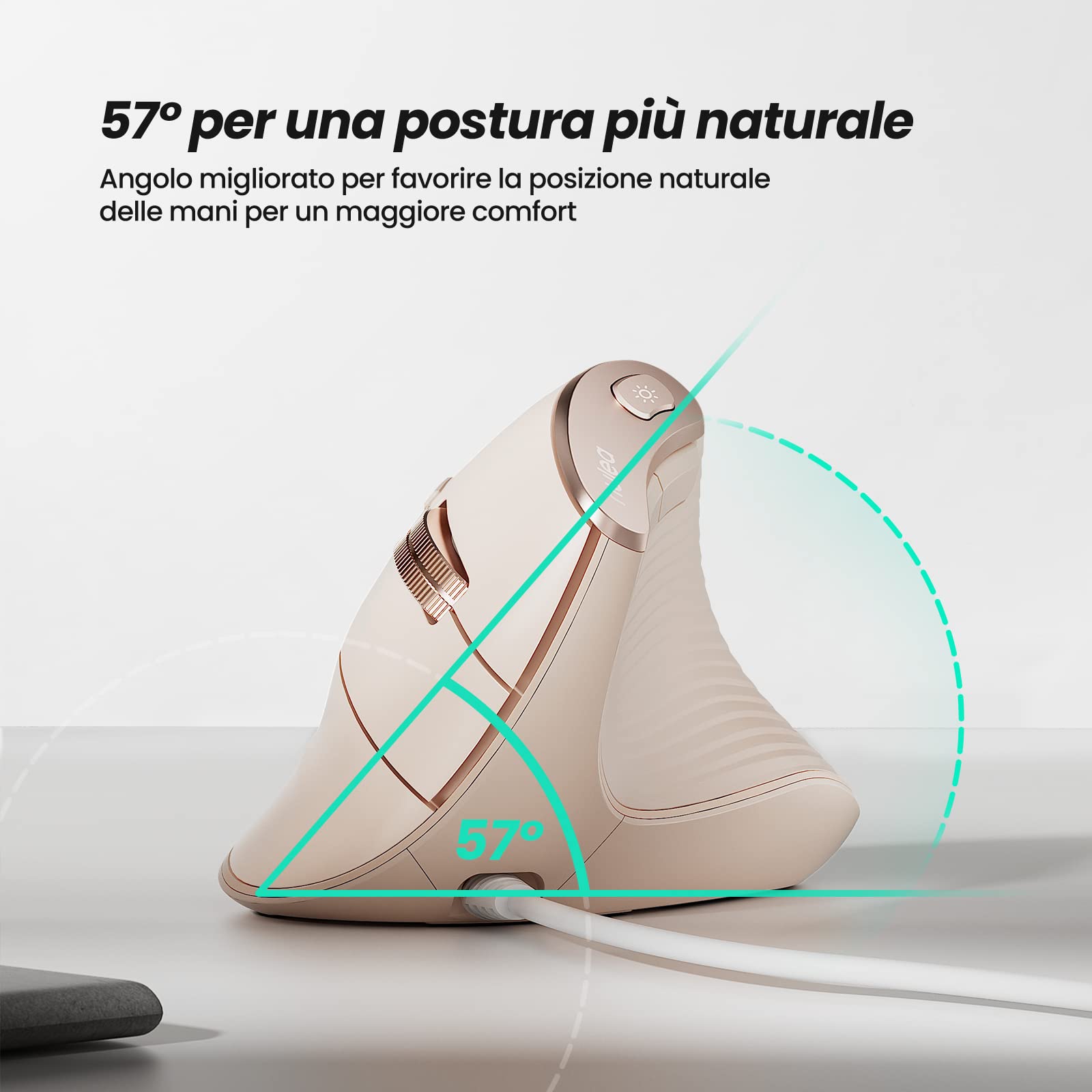 Nulea Mouse Verticale Cablato, Mouse Ottico Ergonomico USB Con 4 DPI Regolabili, 11 Modalità di Retroilluminazione RGB, Compatibile Con Laptop, PC, Desktop, Mac, Rosa