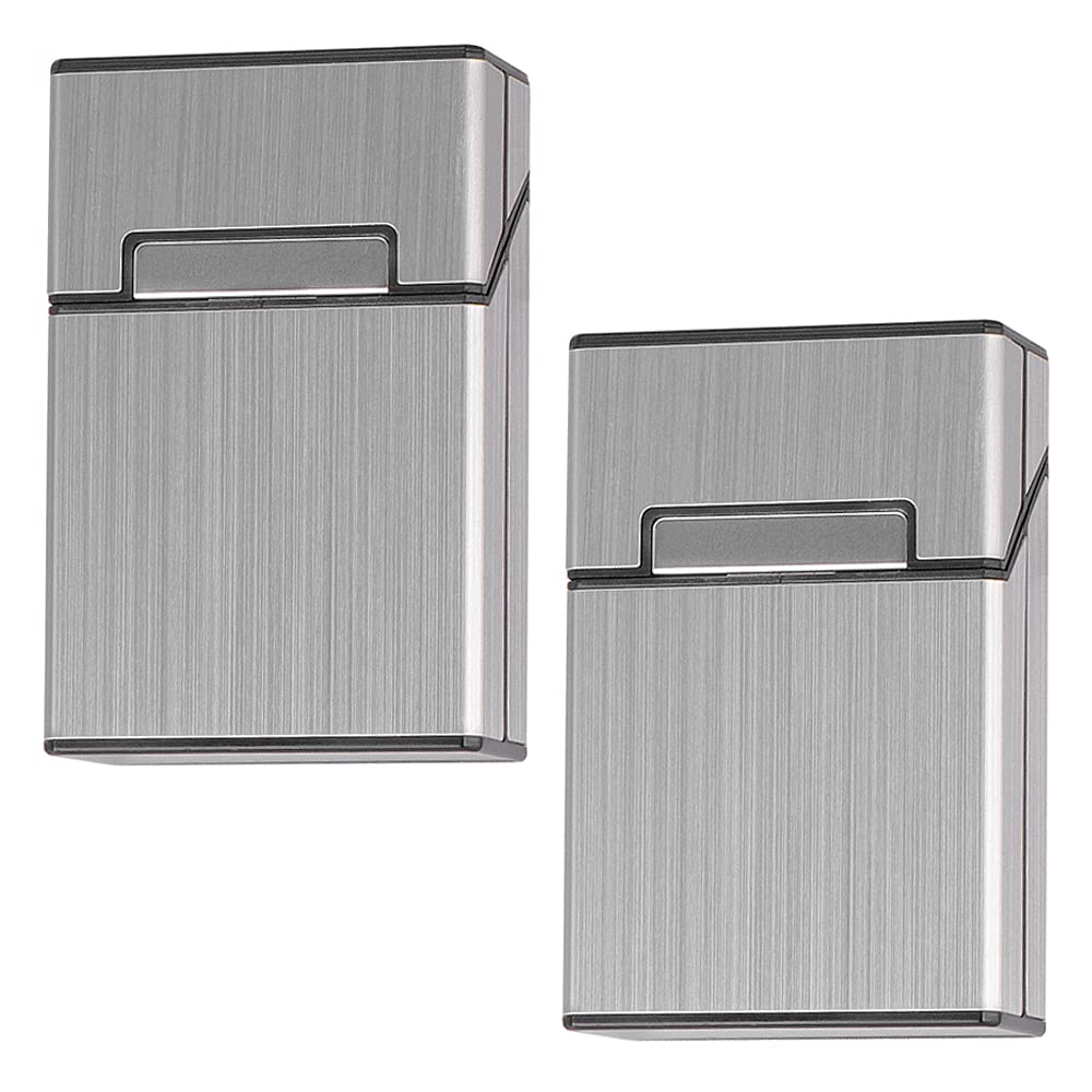 sinzauCigarette Case Aluminum for Whole Package Cigarettes 20 Pieces, Flip Top Cigarette Case for Men Women and Ladies, Gray