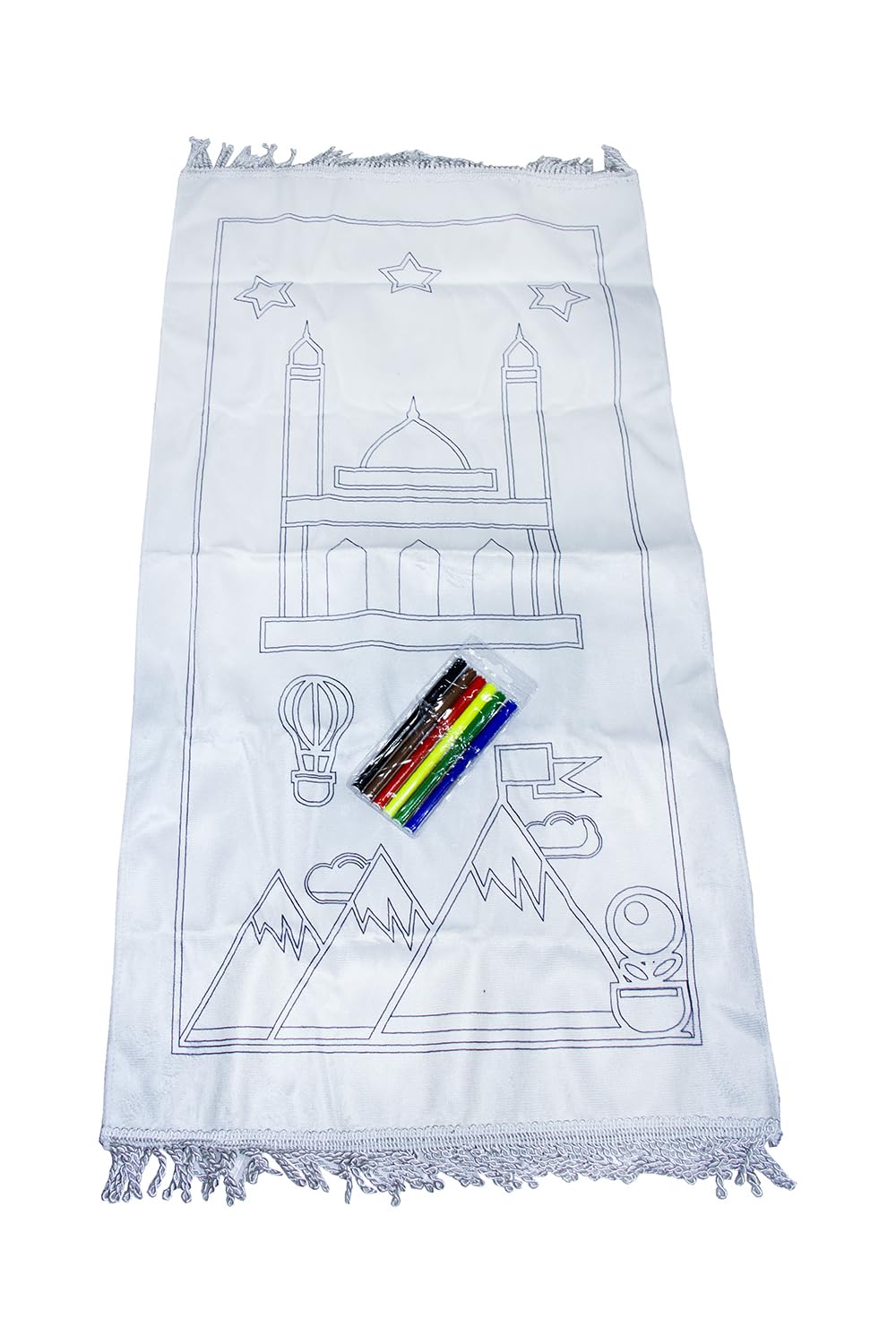 IN.HOUSE DIY Painting Kids Prayer Mat Islamic Prayer Rug- Ideal for Islamic Education - With 6 Clolor Pen For Art The Mat-Assorted Design
