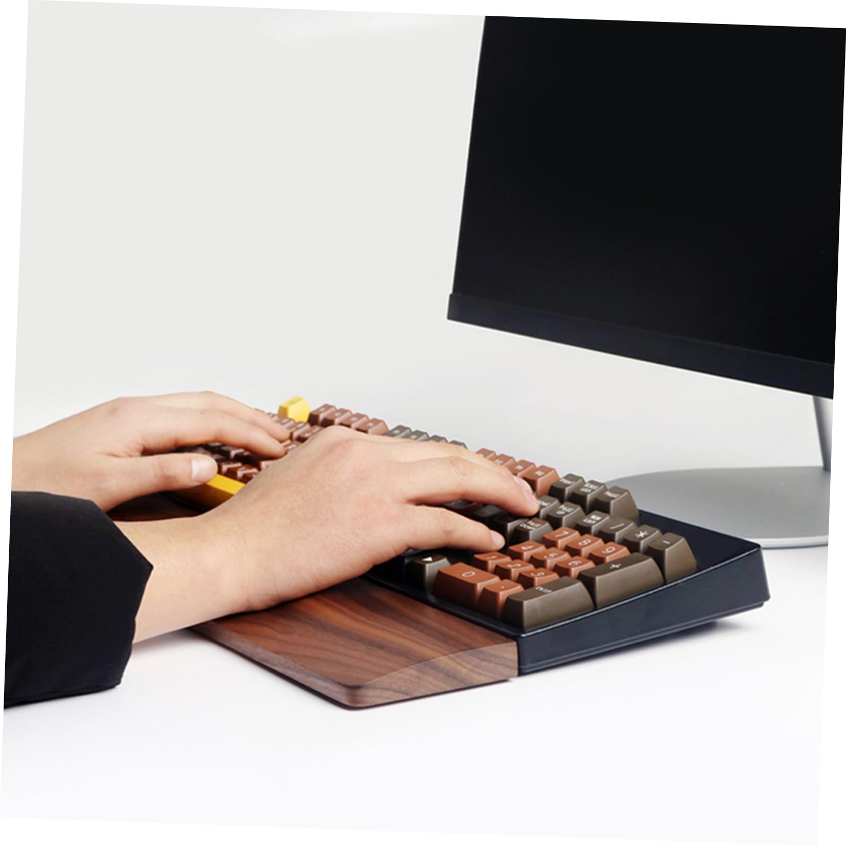 Walnuss Holz Handgelenkauflage für Tastatur 440mm Braunton