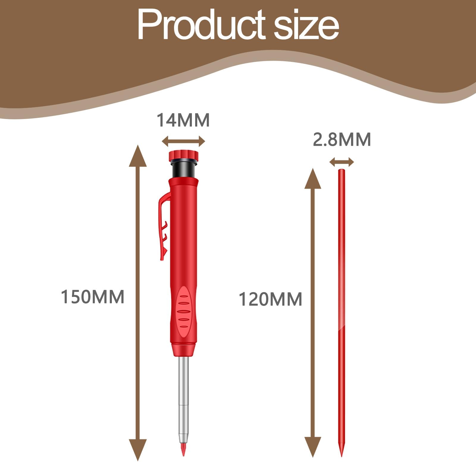 Syylqyr 20 PCS Construction Pencil Set,18 Carpenter Pencil Refills with 2 Solid WaterproofPencil,Replacement 3 Colors for Builders Construction Architect Woodworking (Black+Red+yellow) - Image 2