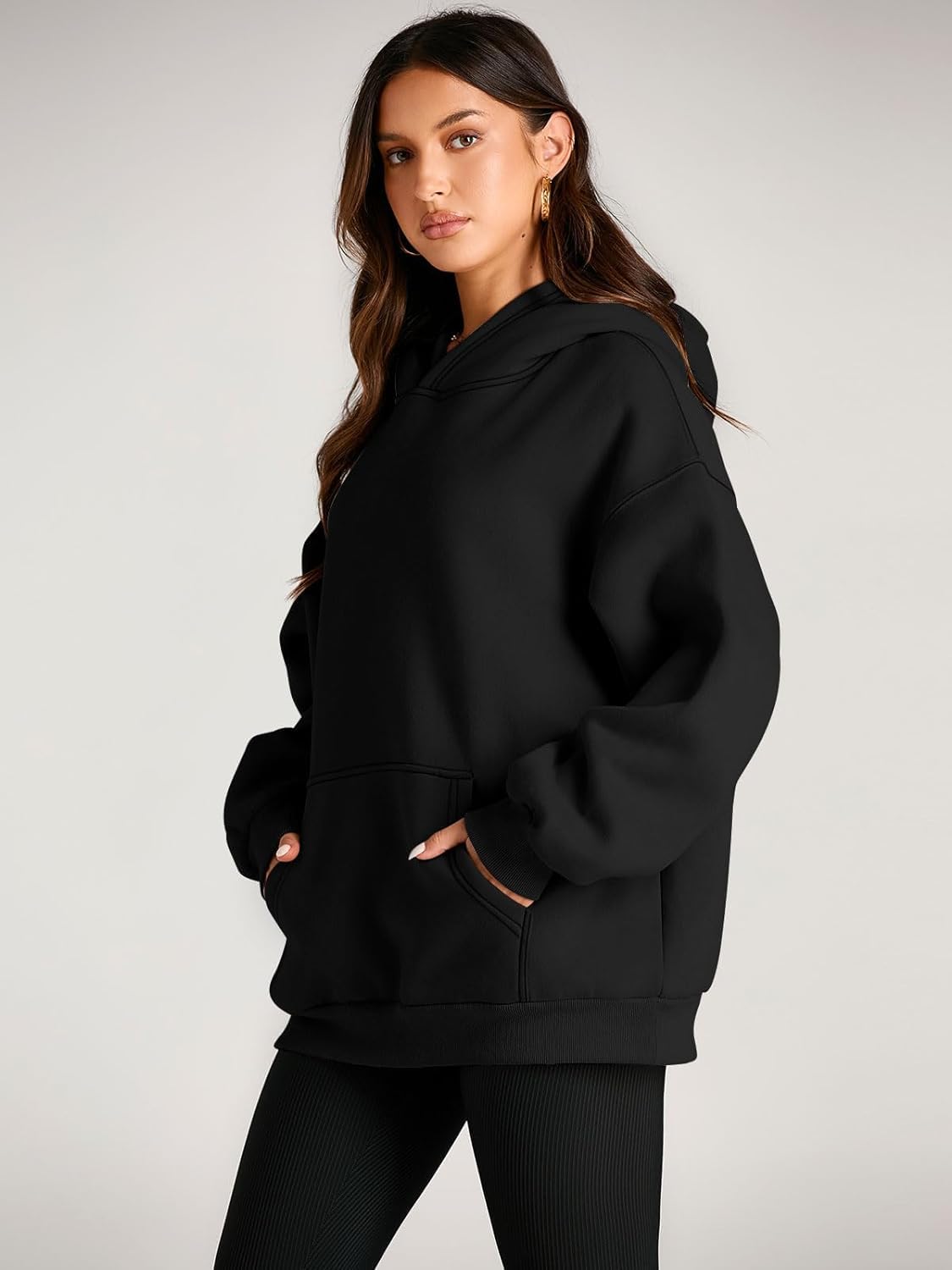 Hoodie Damen Kapuzenpullover Oversize Casual Pullover Sweatshirt Langarm Baumwolle Pulli Herbst Winter Hoody mit Tasche