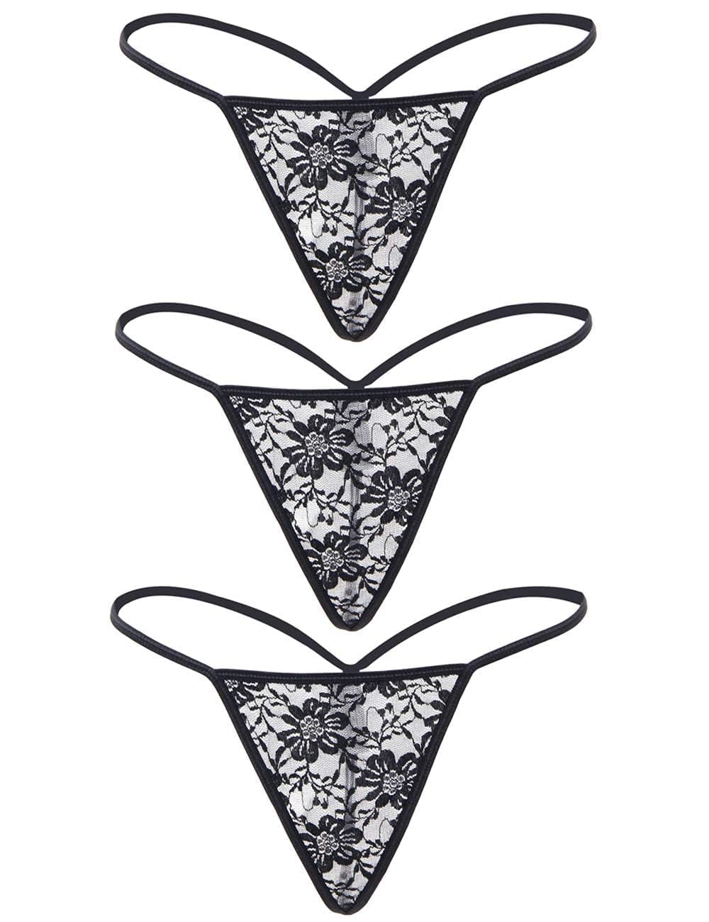 Women's Lace G-strings Thongs Tangas Plus Size Floral Underwear Briefs