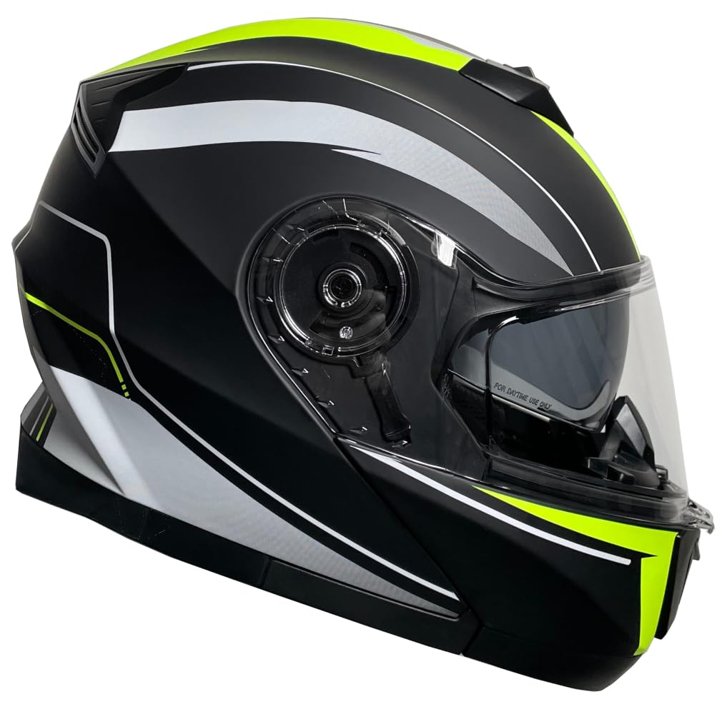 Klapphelm Integralhelm Helm Motorradhelm RALLOX 160 schwarz neon gelb grün matt mit Sonnenblende (S, M, L, XL)