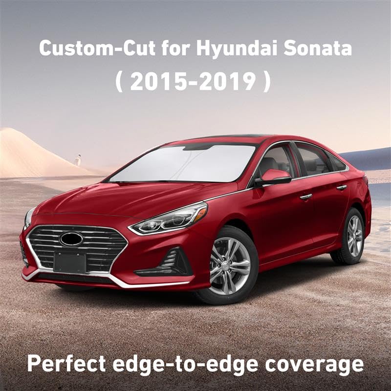 Image of EcoNour Windshield Sunshade Compatible for Hyundai Sonata 2015-2017 2018 2019, Sun Visor for Front Windshield & Window Sun Shade Cover, UV Heat Blocker & Protector, Car Accessories