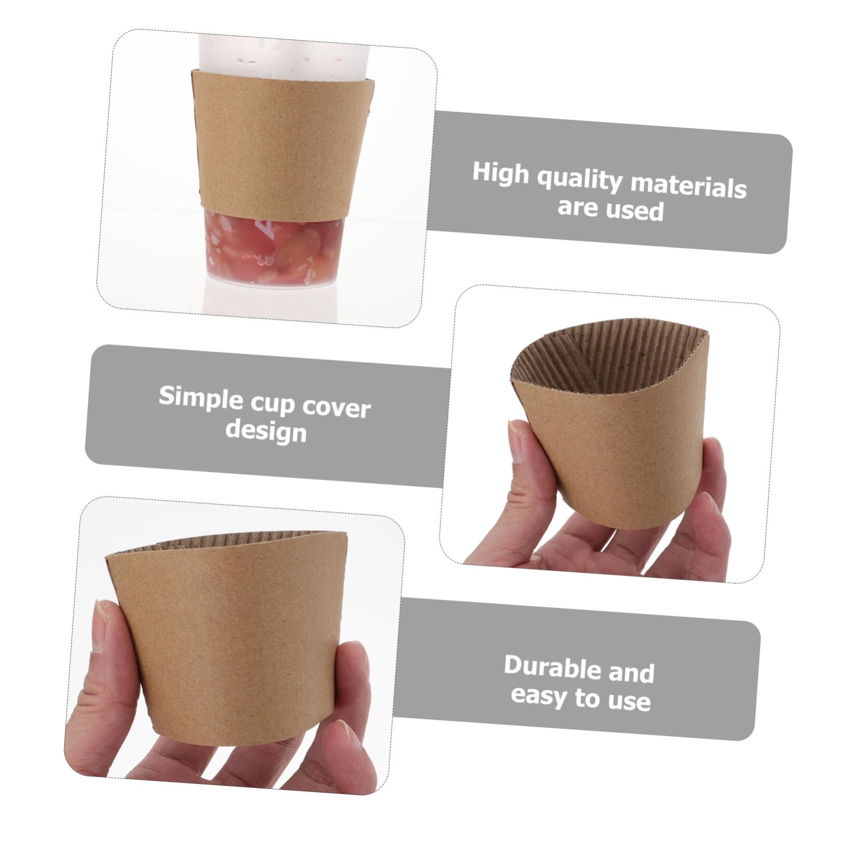 Manchons Léger et Isolant Thermique en Papier Kraft Lot de 100 Pièces pour Protection à Chaleur Résistants à Chaleur pour Tasse à Thé et Café