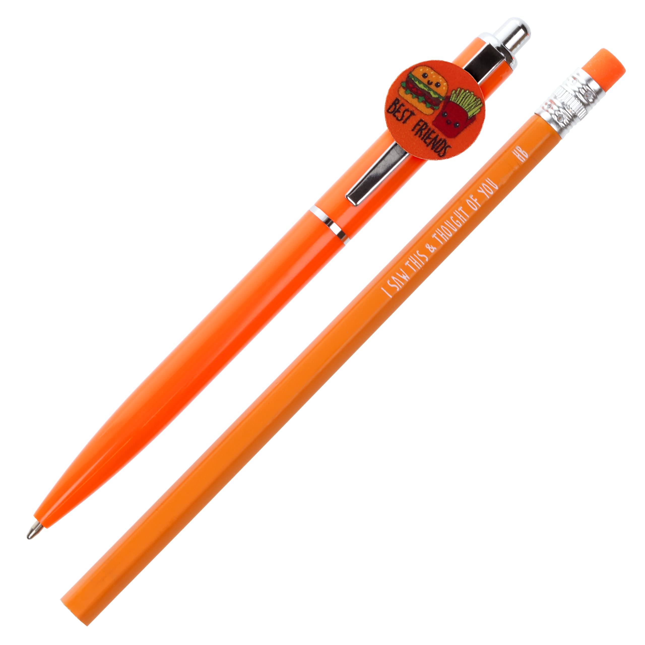 Stands Out, Supplying Outstanding Gifts Best Friends Burger and Chips Fries Pen and Pencil Set Kids Charm Topper School Stationary Kits Gift โ image 1
