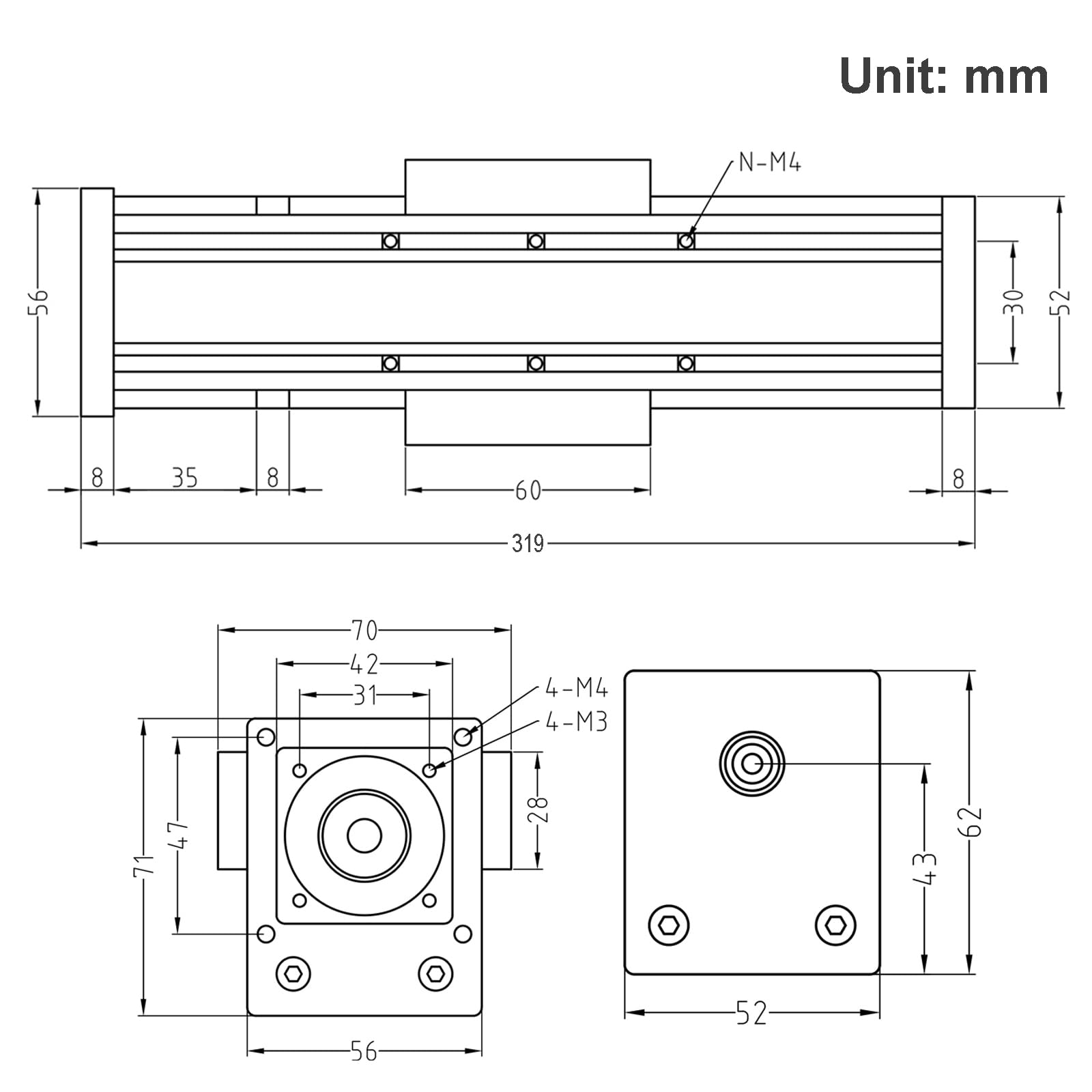 Actionneur linéaire de 200 mm de longueur entièrement inclus avec rail linéaire carré SFU1605 avec moteur pas à pas NEMA23 pour pièces fraisées CNC Axe X Y Z