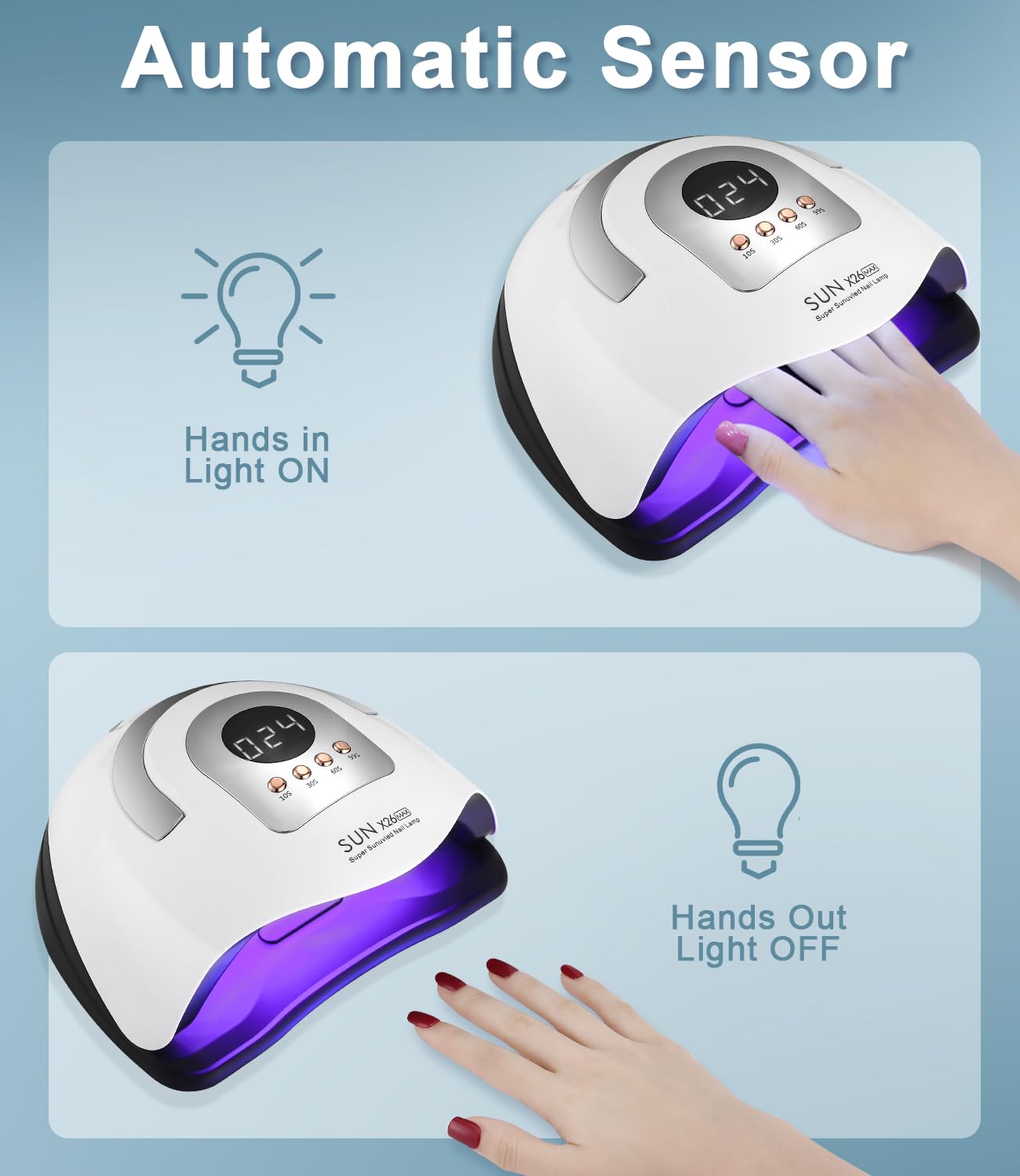 380W Lampada UV LED Unghie, Professionale 81 sfere di lampada a LEDs, Semipermanente Curare Rapidamente Pedicure Fornetto per Tutti i Smalti, Automatico Sensore per Manicure a Casa e in Salone