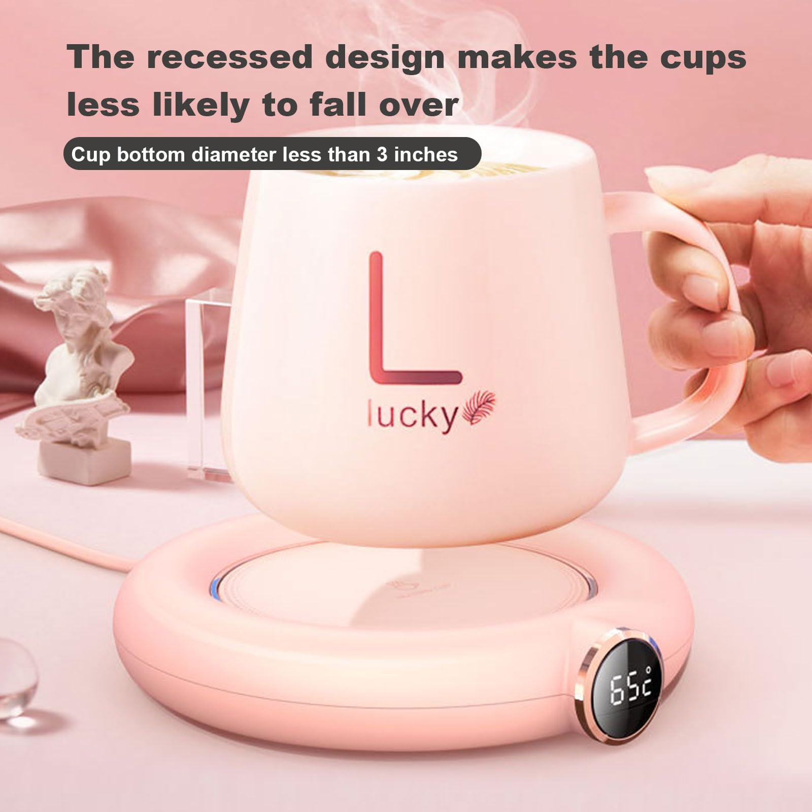 Scalda-tazze da caffè, USB con scatola, scalda tazza per scrivania con spegnimento automatico, 3 impostazioni di temperatura, scalda tazza da caffè, regalo per donne, regalo per Natale (bianco)