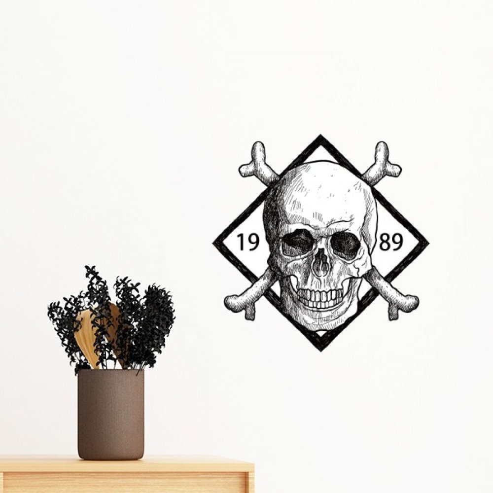 Sticker Squelette Pirate 1989 vinyle amovible haute adhérence format 30cm