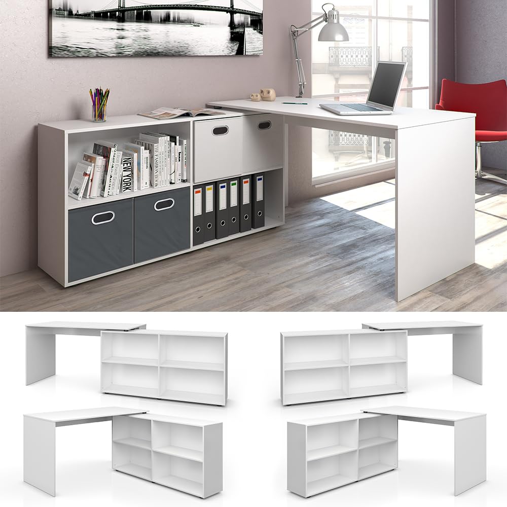 Vicco Escritorio de Esquina FlexPlus, Blanco, 137 x 60 cm