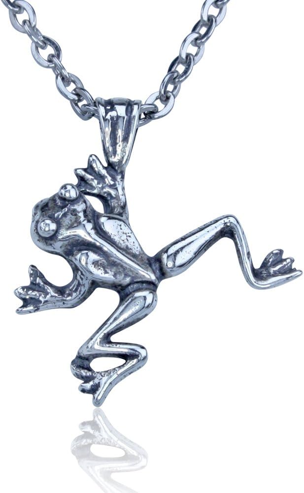 Adorable Jumping Frog Necklace Crafted in Sterling Silver with an 18" Chain