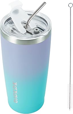 BJPKPK Insulated Stainless Steel Tumbler, Coffee Tumbler with Lid and Straw, Double Wall Vacuum Travel Mug, Powder Coated ...