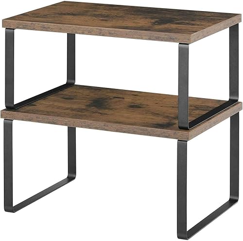 VBSQ- Paquete de 2 organizadores de estantes apilables para cocina y organización, almacenamiento y almacenamiento, estantes de almacenamiento para