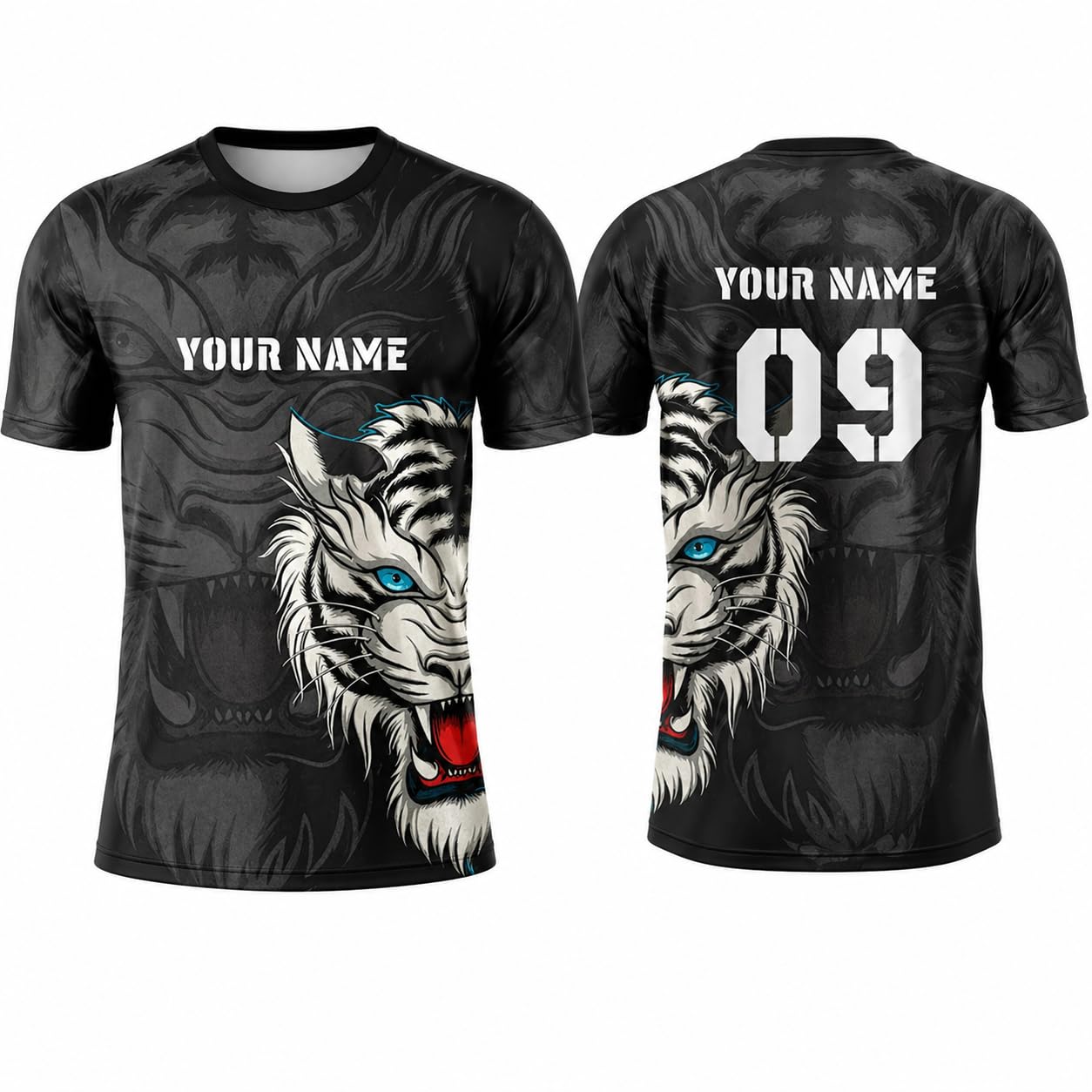 Teemates Custom Jersey White Tiger Kit with Name & Number | Personalized Sports Team Jersey Set with Shorts-picture-20